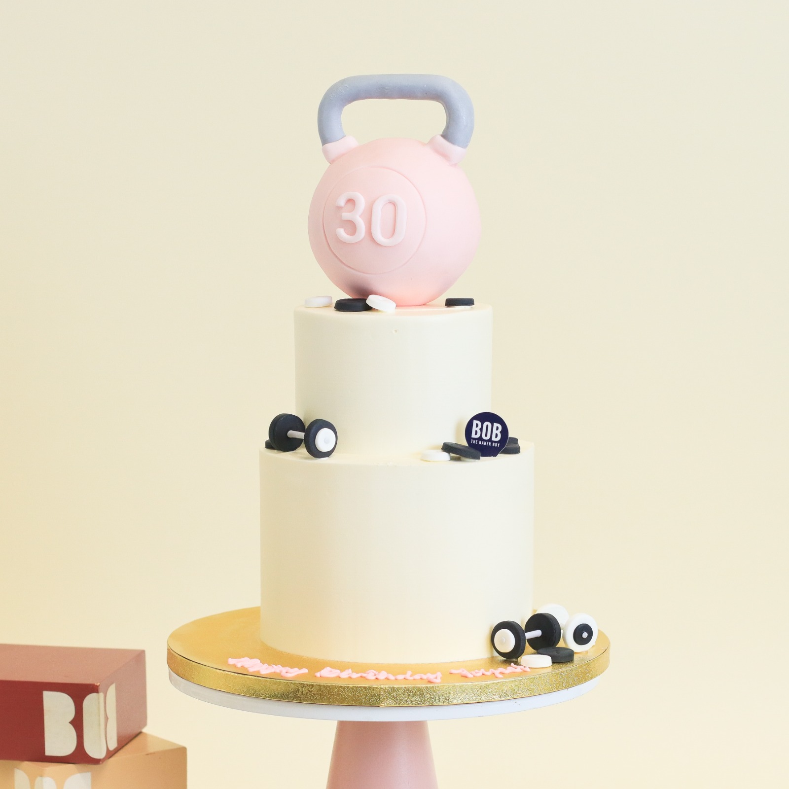 Weight Lifting Kettlebell Cake in Pink
